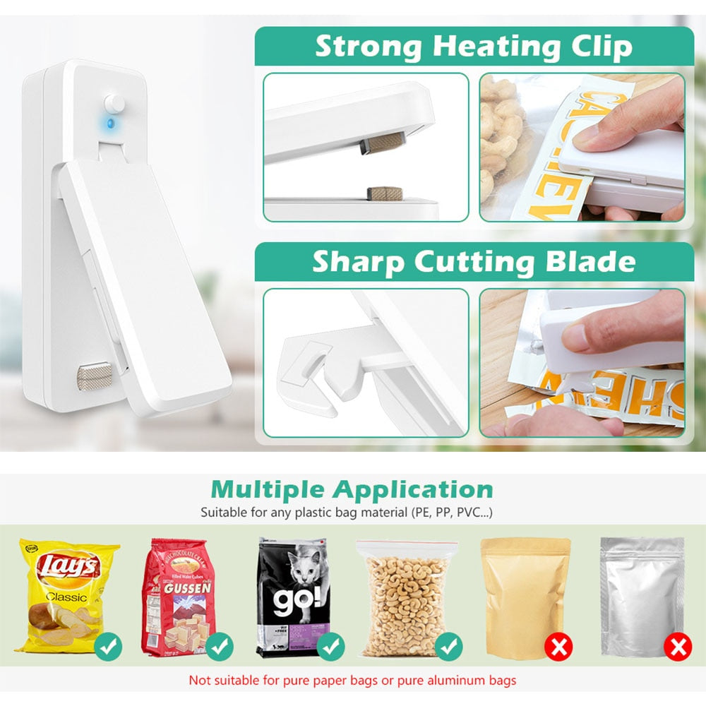 Plastic Bag Sealing Machine Portable Heat Sealer Food Storage Heat Sealer for Kitchen