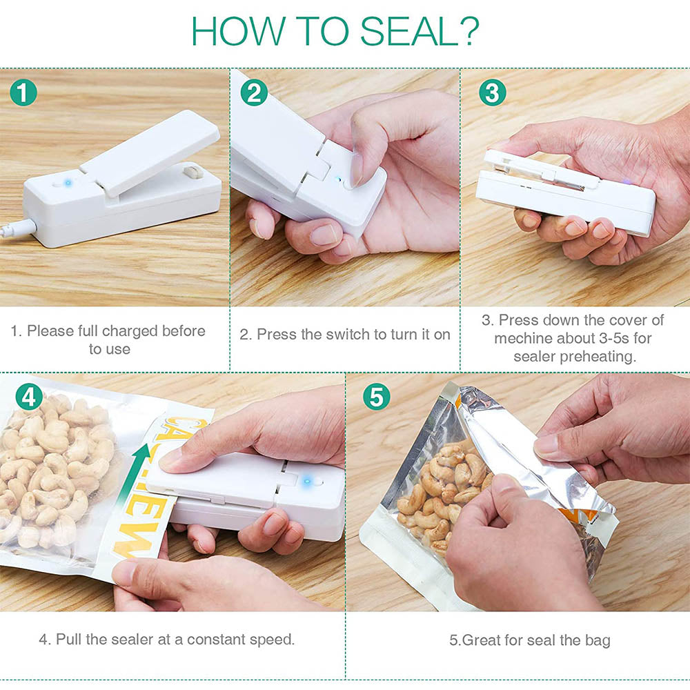 Plastic Bag Sealing Machine Portable Heat Sealer Food Storage Heat Sealer for Kitchen